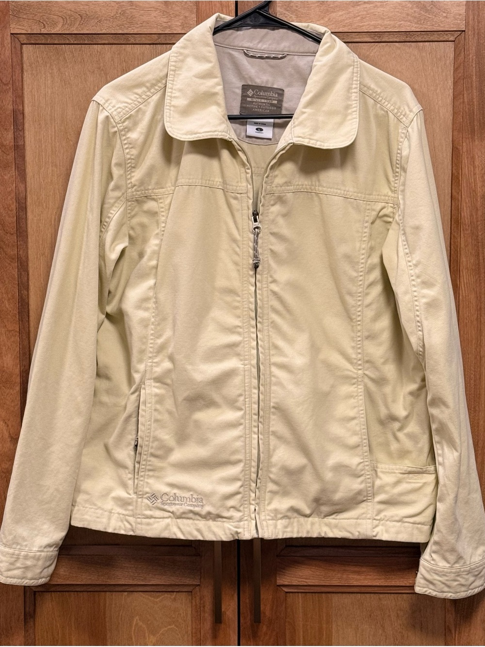Columbia Women's Yellow/Beige Full-Zip Utility Jacket Stonewash. large